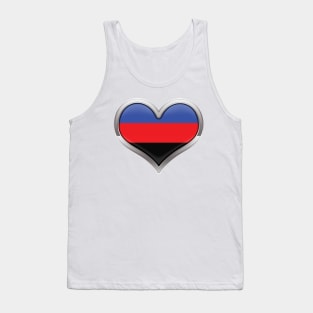 Large Polyamory Pride Flag Colored Heart with Chrome Frame Tank Top